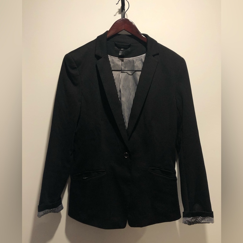 H&M Black Jacket with Striped Detail